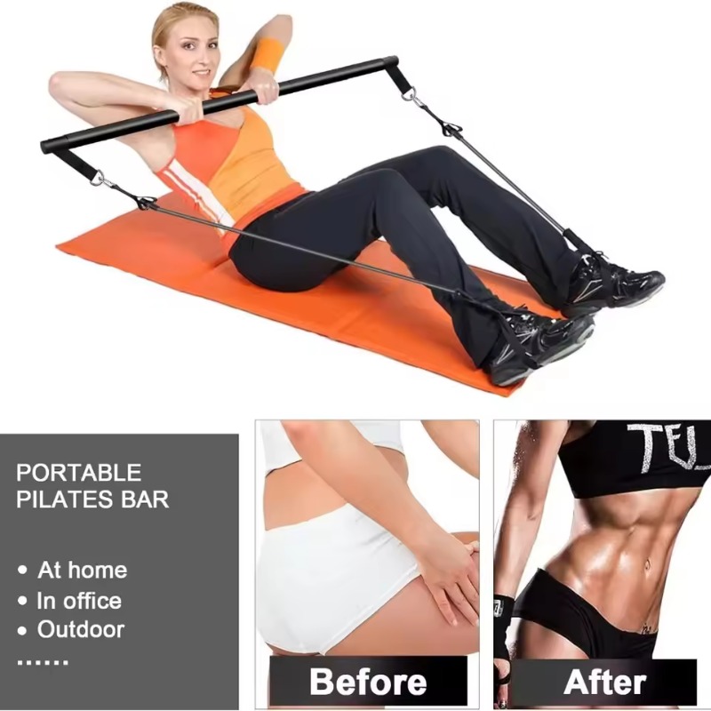 طقم بار بيلاتيس مع أشرطة مقاوم - مراجعة Home Gym Kit For Men وسعره
