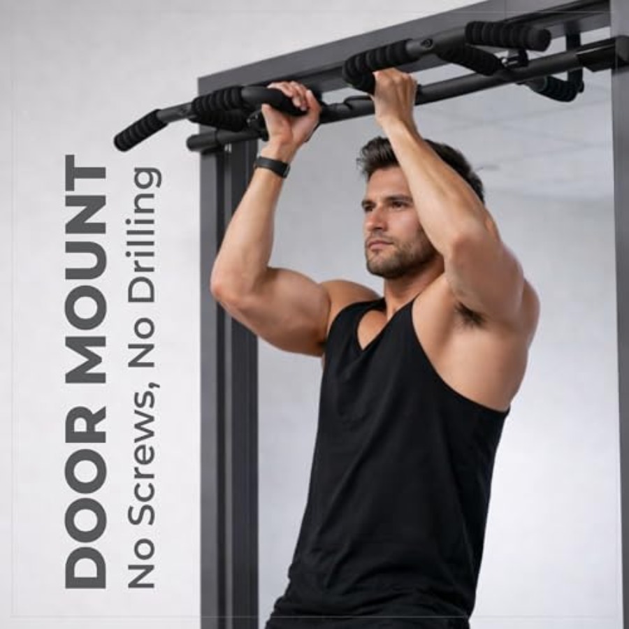 مجموعة قضبان سحب للباب مع أحزم - مراجعة Home Gym Pull Up Bar وسعره