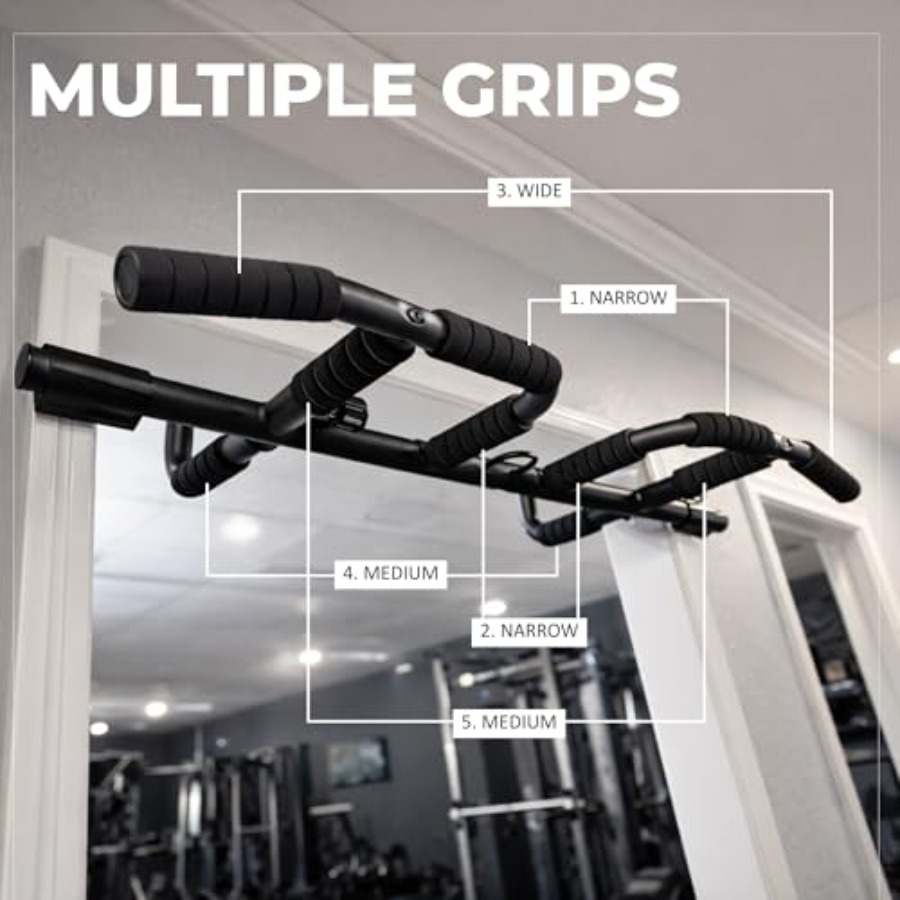 مجموعة قضبان سحب للباب مع أحزم - مراجعة Home Gym Pull Up Bar وسعره