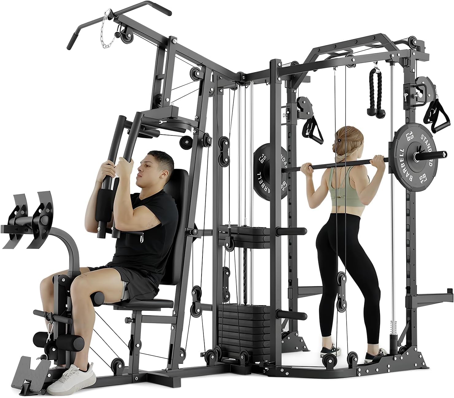 جهاز سميث مزدوج المحطات، قفص ت - مراجعة Home Gym Cable Machine With Weight Stack وسعره