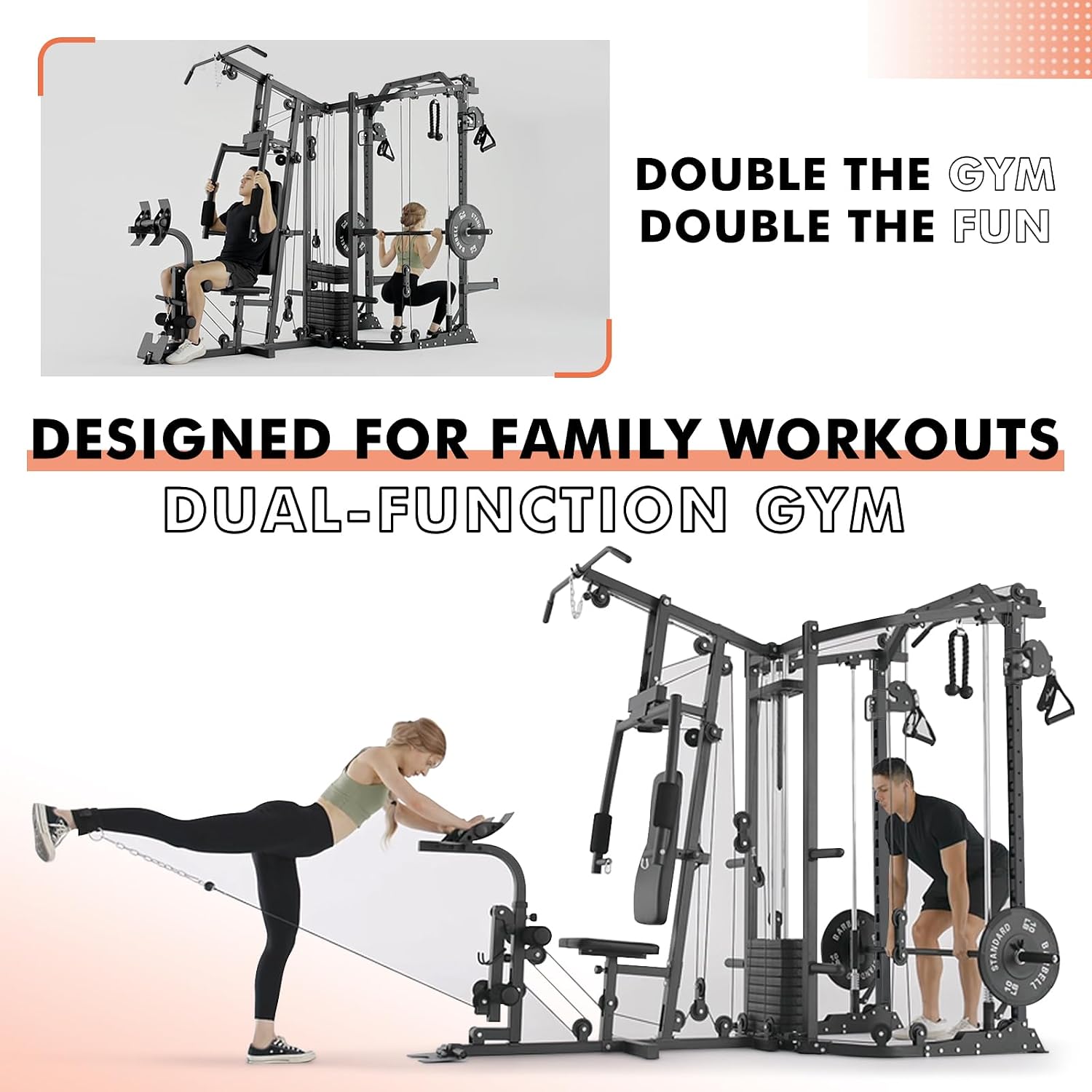 جهاز سميث مزدوج المحطات، قفص ت - مراجعة Home Gym Cable Machine With Weight Stack وسعره
